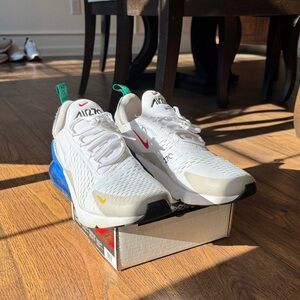 Nike Air Max 270 White with Blue and Red Accents